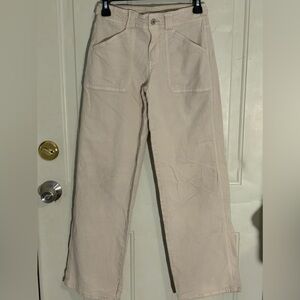 American Eagle Pants Womens 00 Straight Leg Cream Utility Pocket Stretch
